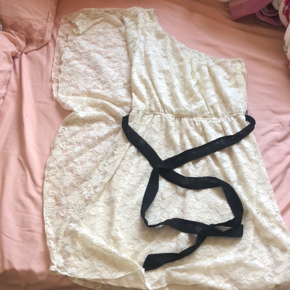 Creme one shoulder dress